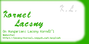 kornel lacsny business card